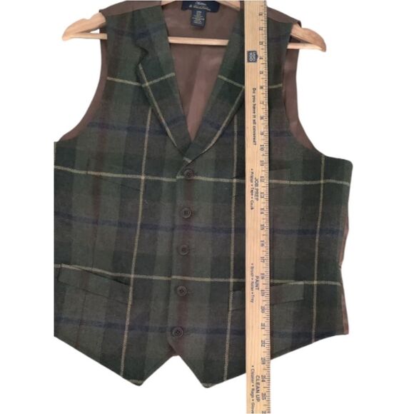 Brooks Brothers Madison 100% Lambs Wool Multicolor Green Plaid Vest Size 40R - Picture 5 of 7